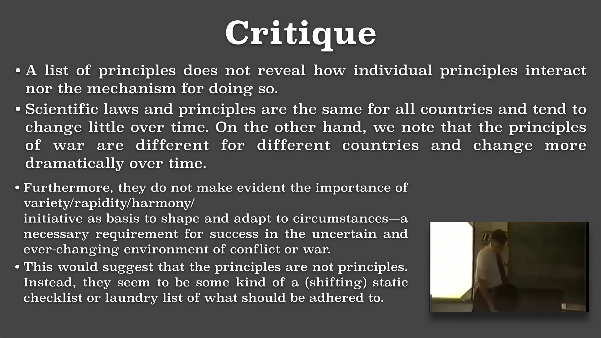 Recording frame showing Critique