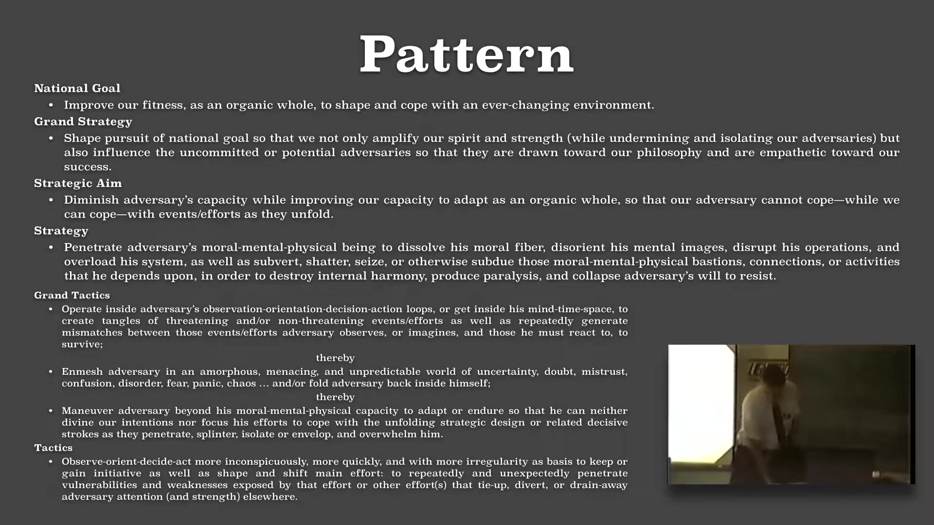 Recording frame showing Pattern