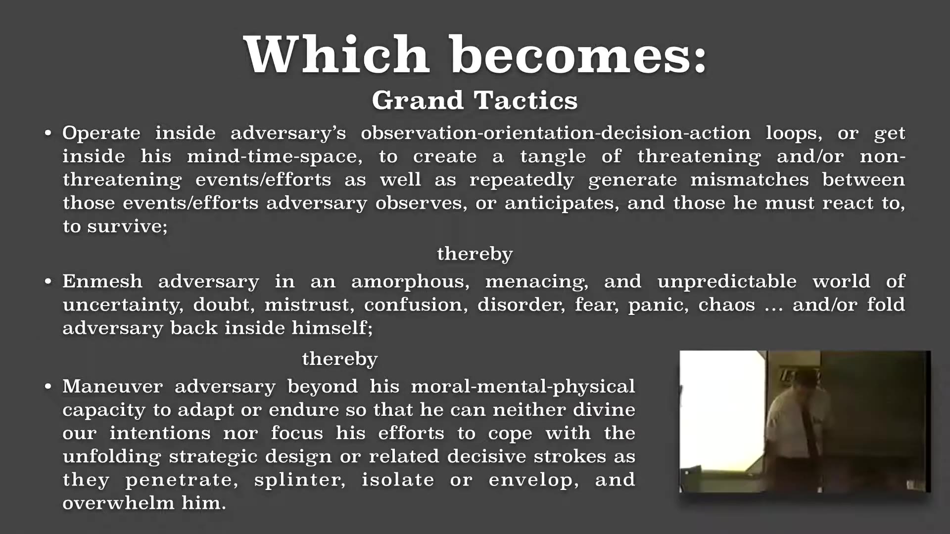 Recording frame showing Grand tactics