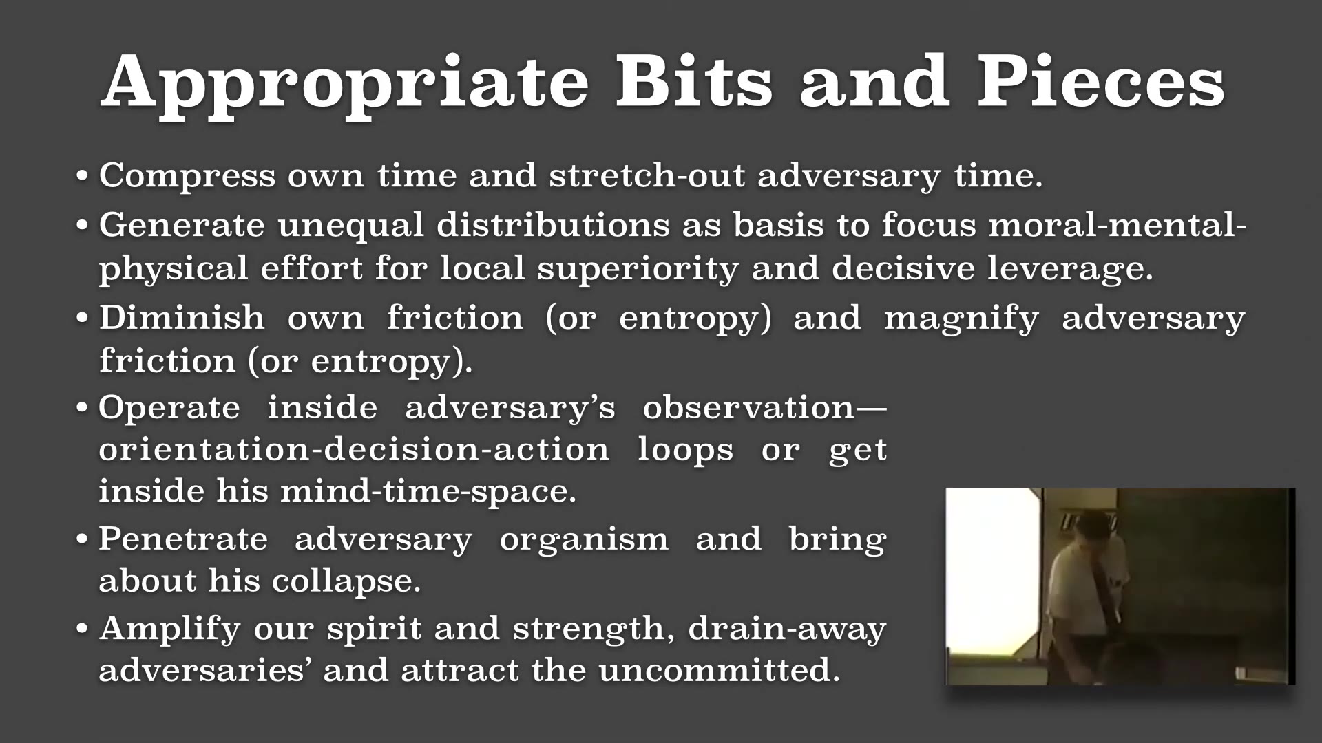 Recording frame showing Appropriate bits and pieces