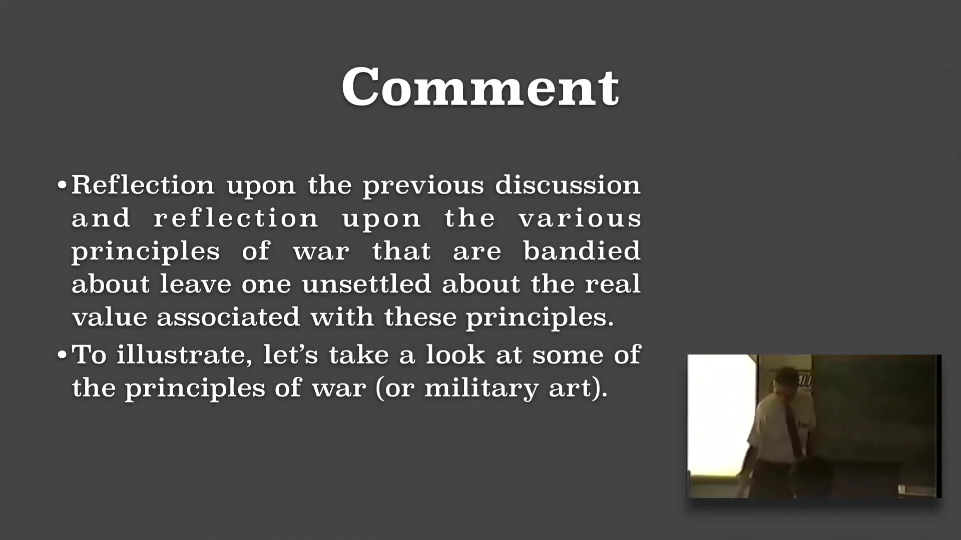 Recording frame showing Comment
