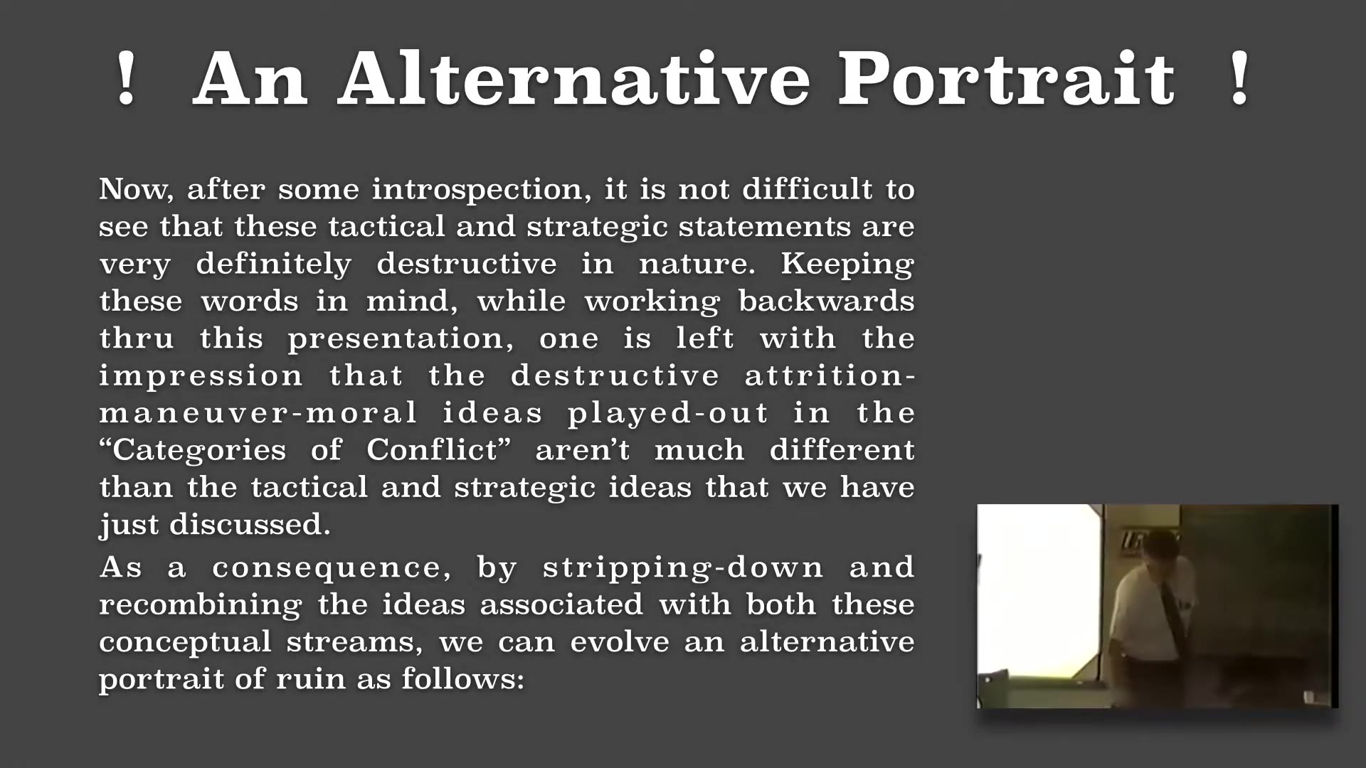 Recording frame showing An alternative portrait