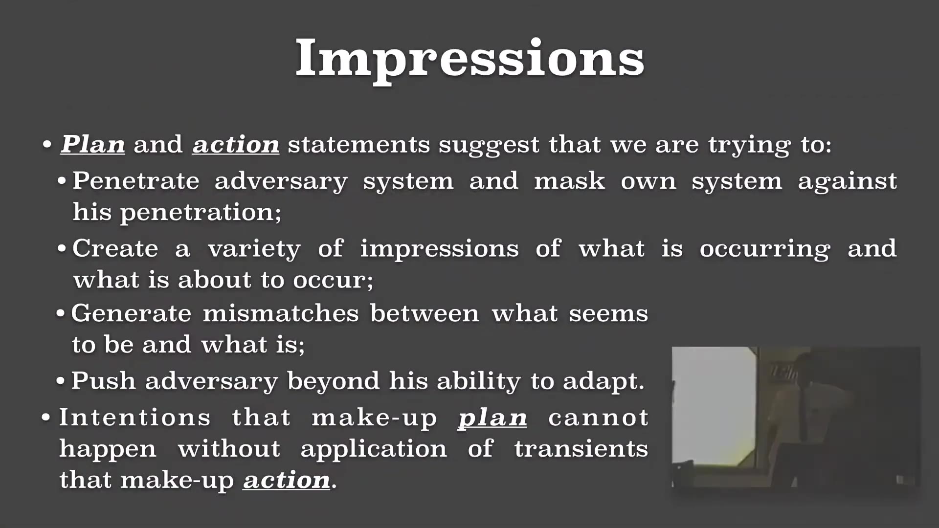 Recording frame showing Impressions