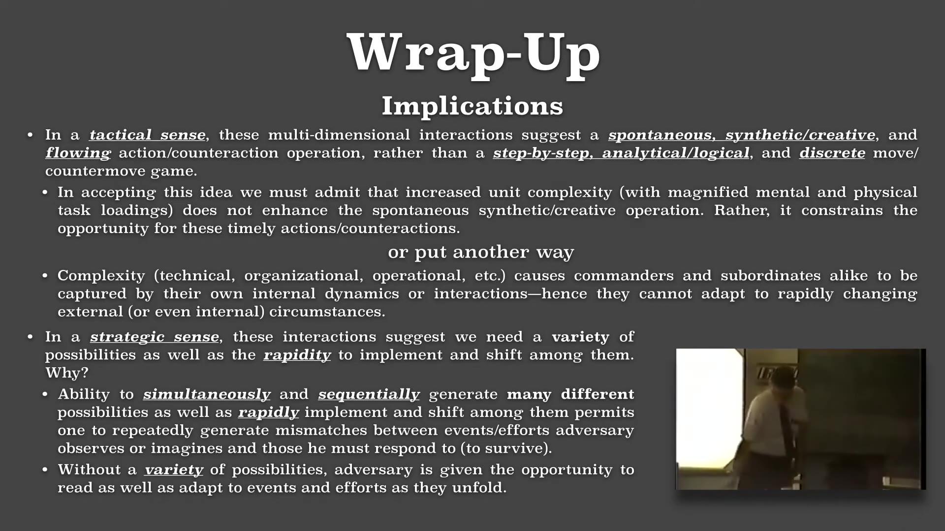 Recording frame showing Wrap-up — Implications