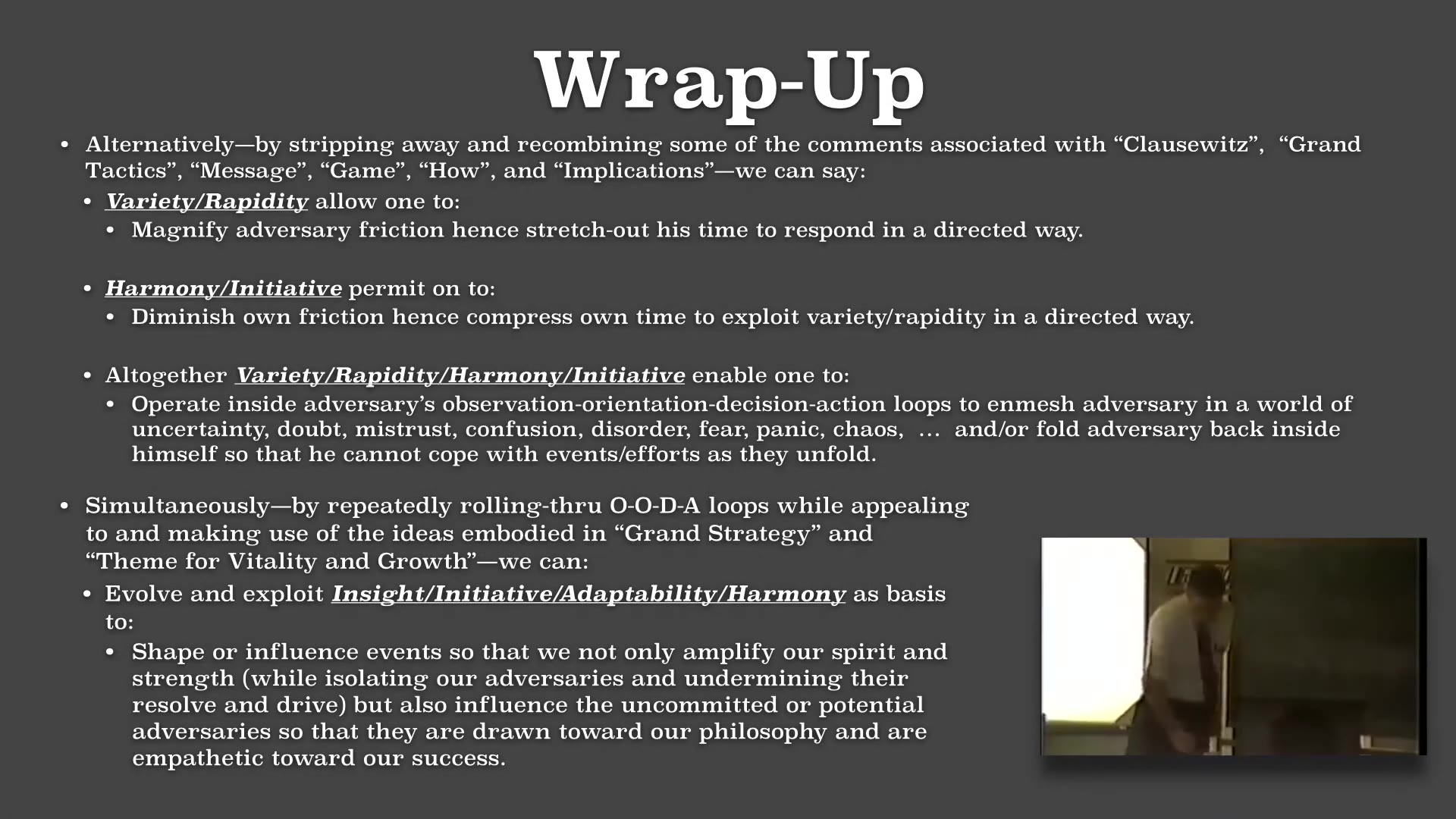 Recording frame showing Wrap-up — Friction and time