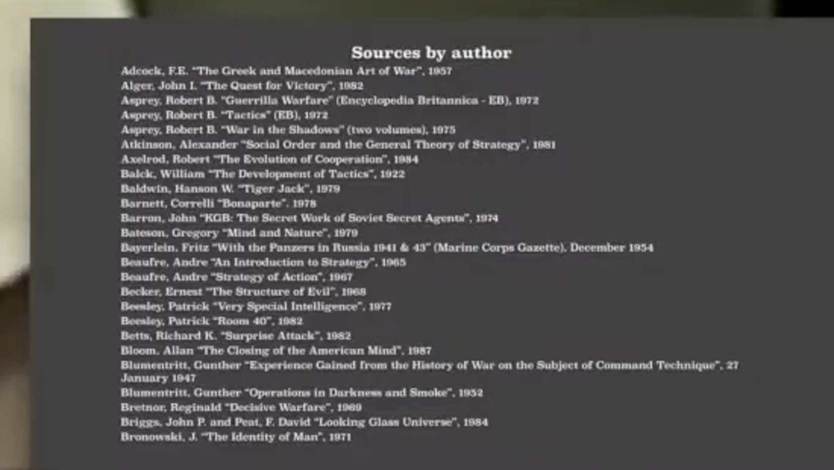 Recording bibliography inset 1 at 45 seconds