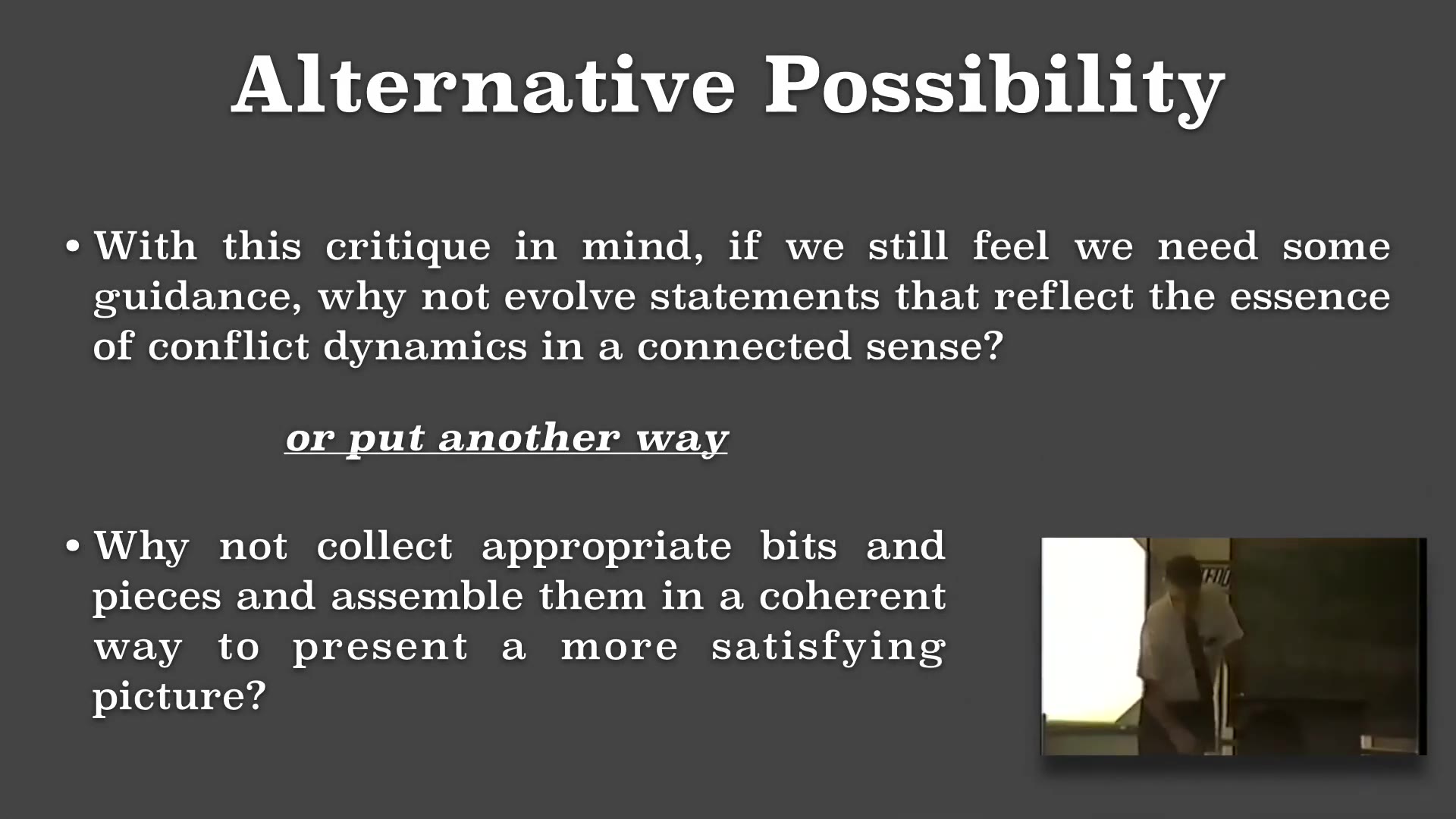 Recording frame showing Alternative possibility